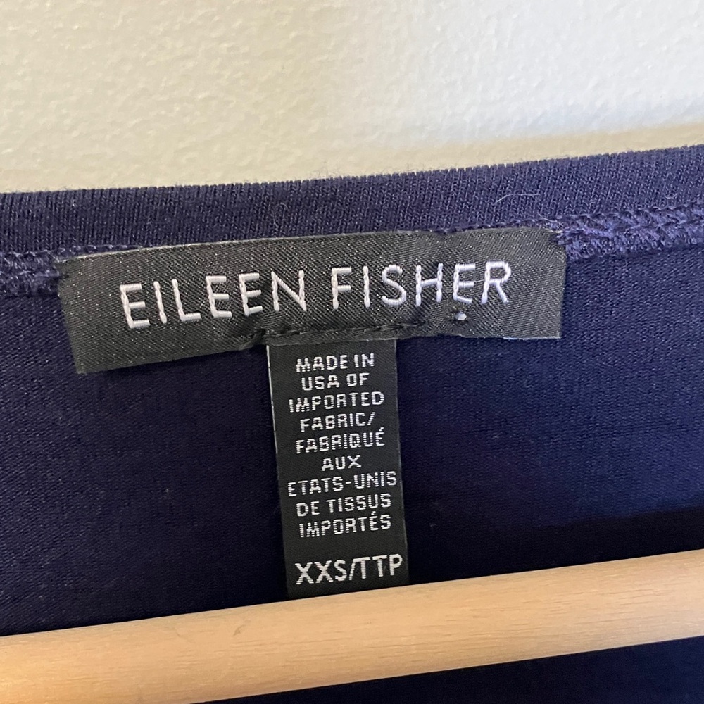 Eileen Fisher Navy V-Neck Long Sleeve Midi Dress - Picture 2 of 5
